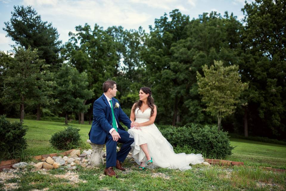 Newlyweds posing together