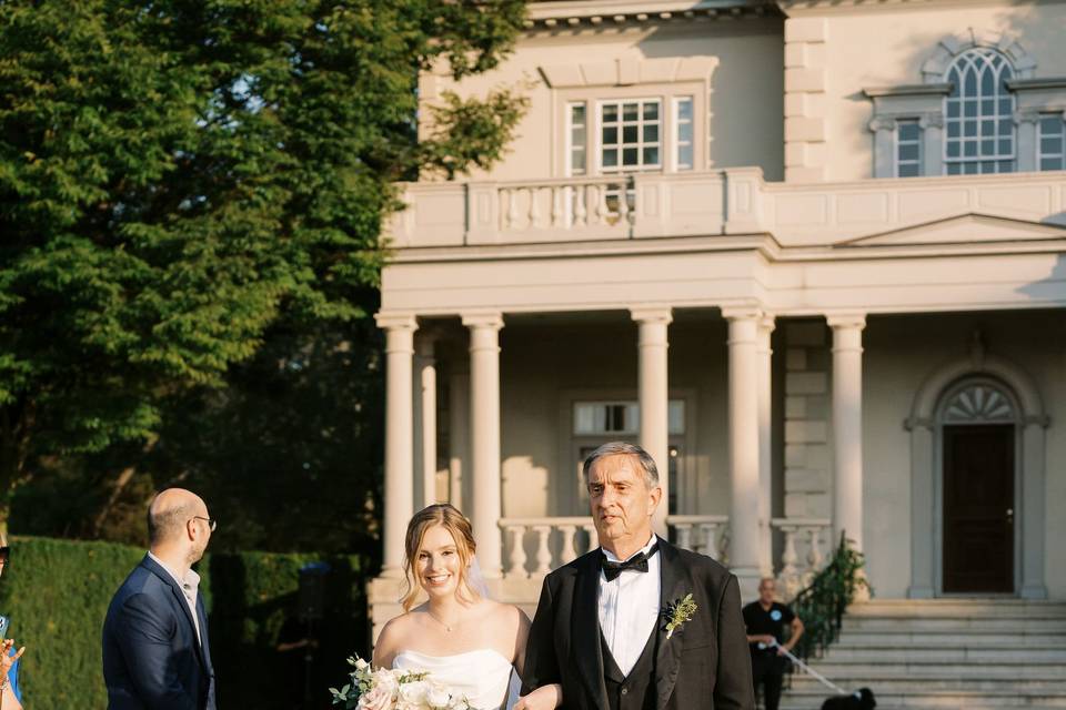 Bride walking down aisle