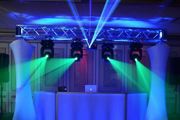 DJ booth and lights