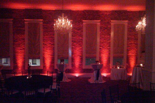 Red reception hall uplights