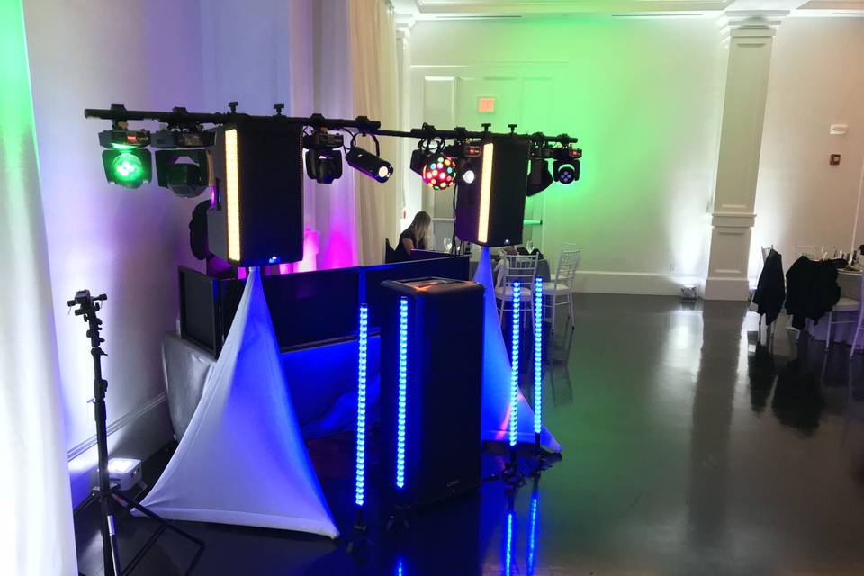 Booth setup with light equipment