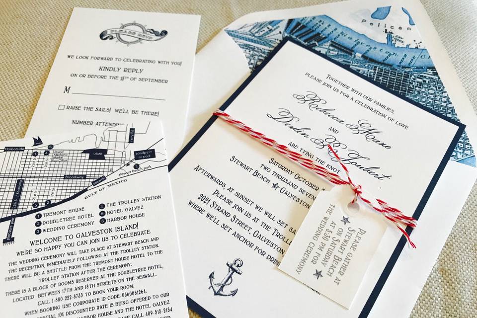 Nautical invitation suite