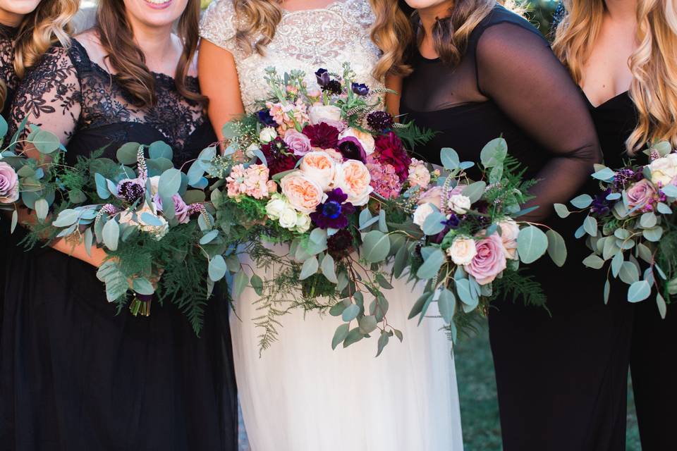 Bouquets of the bride and bridesmaids