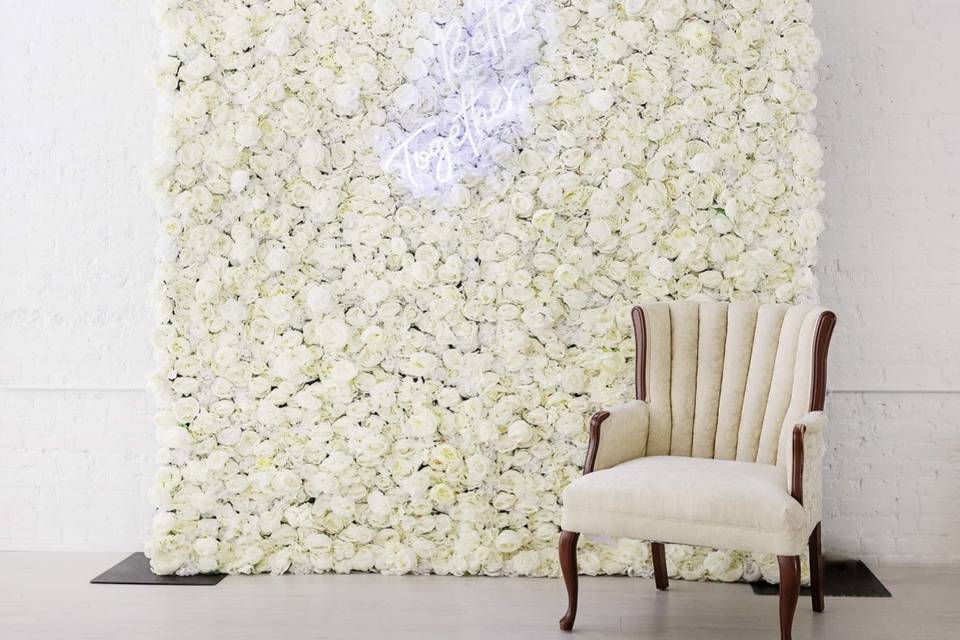 Rose Wall with vintage chair