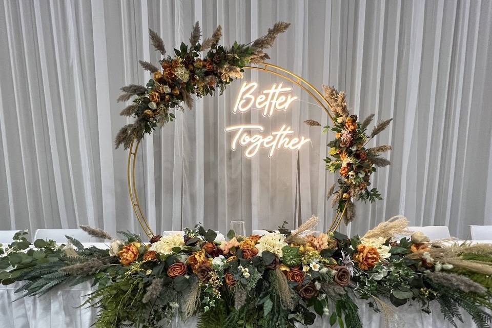 Arch with florals and LED lights