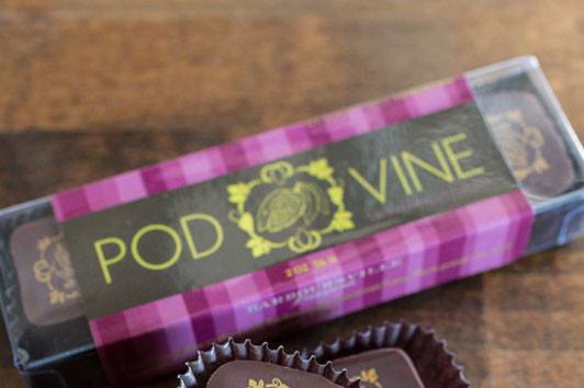 Made with local Virginia wine, we've infused dark chocolate ganache with Barboursville Cabernet Franc & plum preserves. These confections make a wonderful pairing with wine & port.