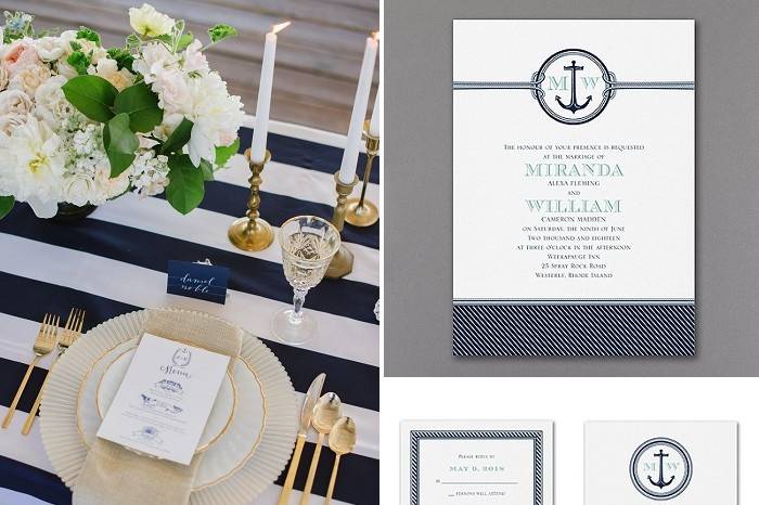 Announce your seaside wedding celebration in charming nautical style.