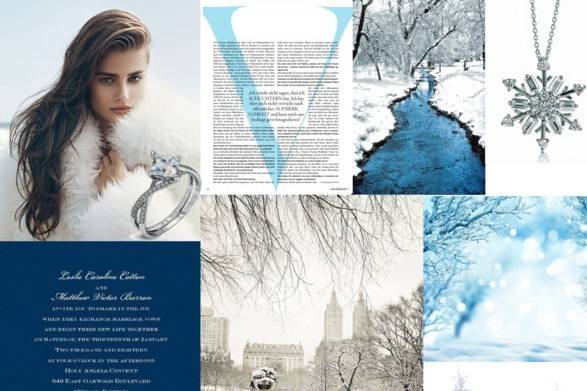 Winter weddings are so cozy and romantic and nature provides a crisp clean backdrop as featured on the luxe wedding invitation.