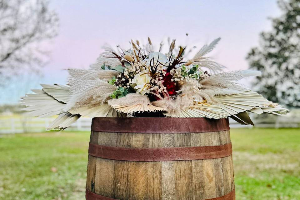 Whiskey Barrel with Floral