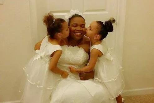 Bride and flower girls