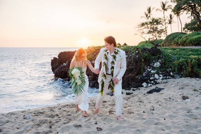 Beach sunset wedding
