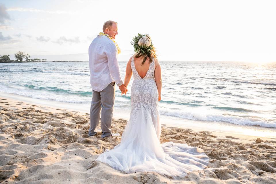 Sunset beach wedding