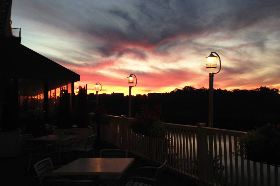 Sunset outside the restaurant