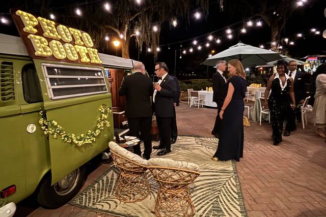 Line at the photo booth