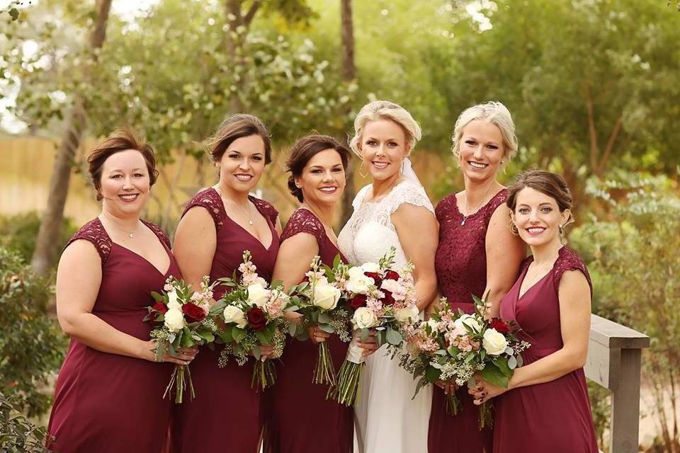 Bride and bridesmaids