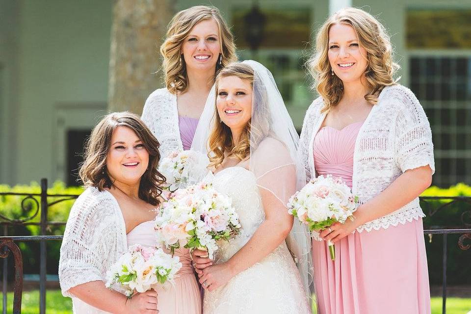 The bride and the bridesmaids