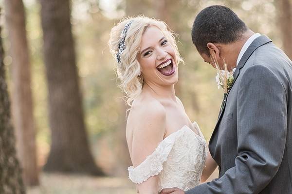 The wooded area behind the manor house offers a picturesque setting for a romantic woodlands theme!Photography by Lindsey Lyons Photography