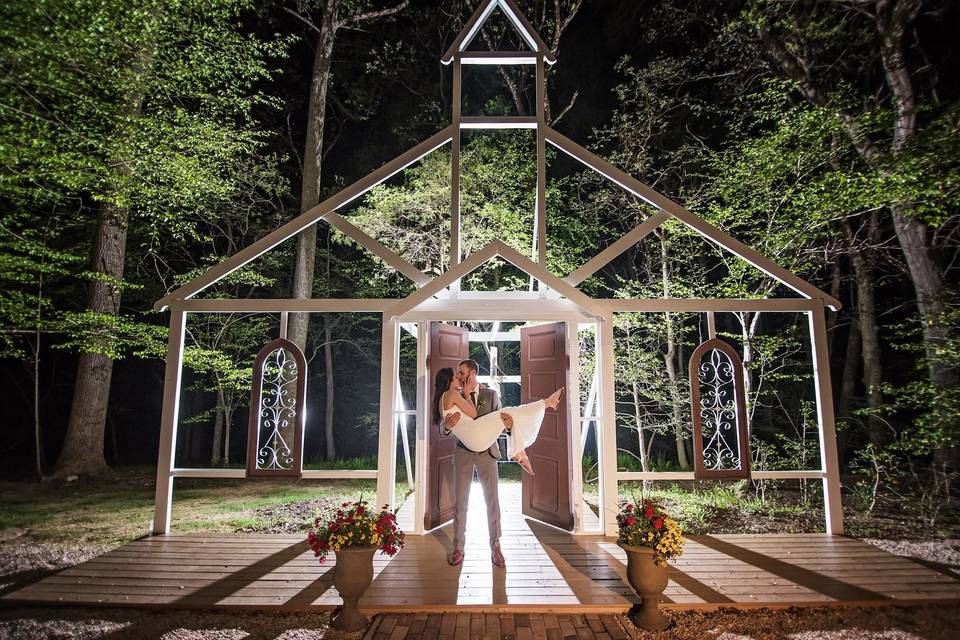 Nighttime wedding photo