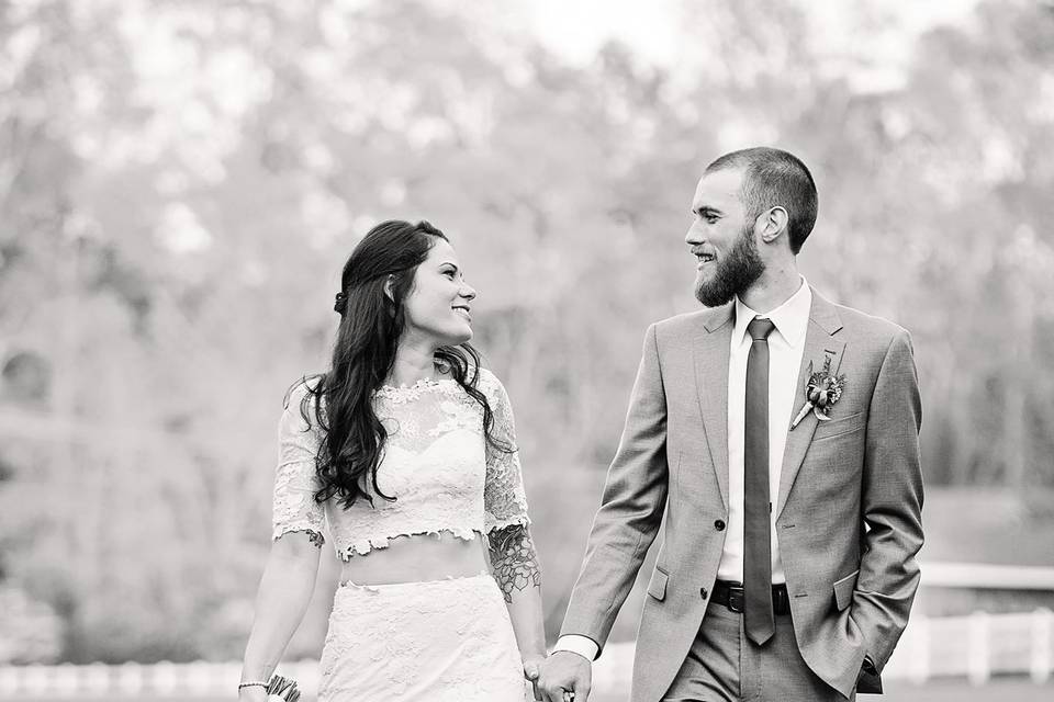 Black and white wedding portrait