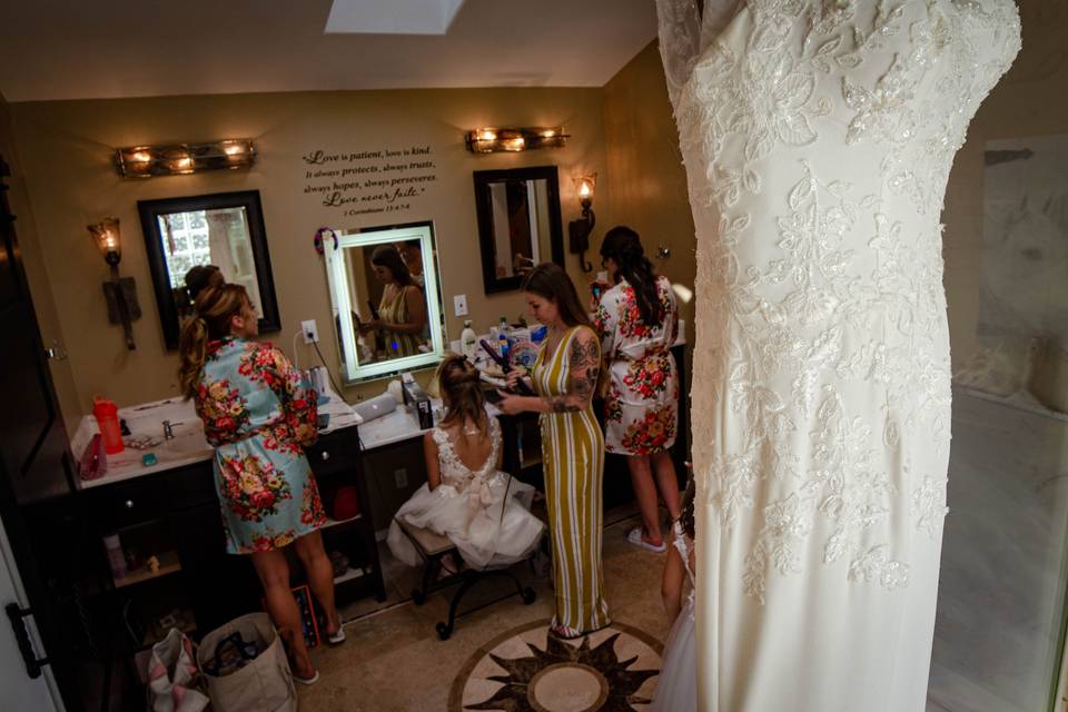 Dress in bridal room