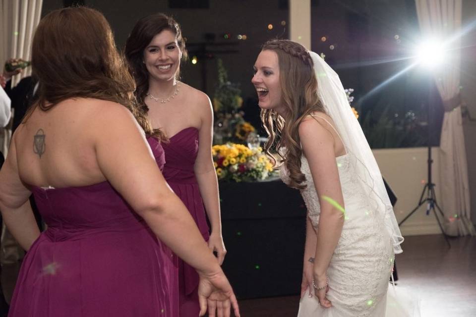 Bride laughing