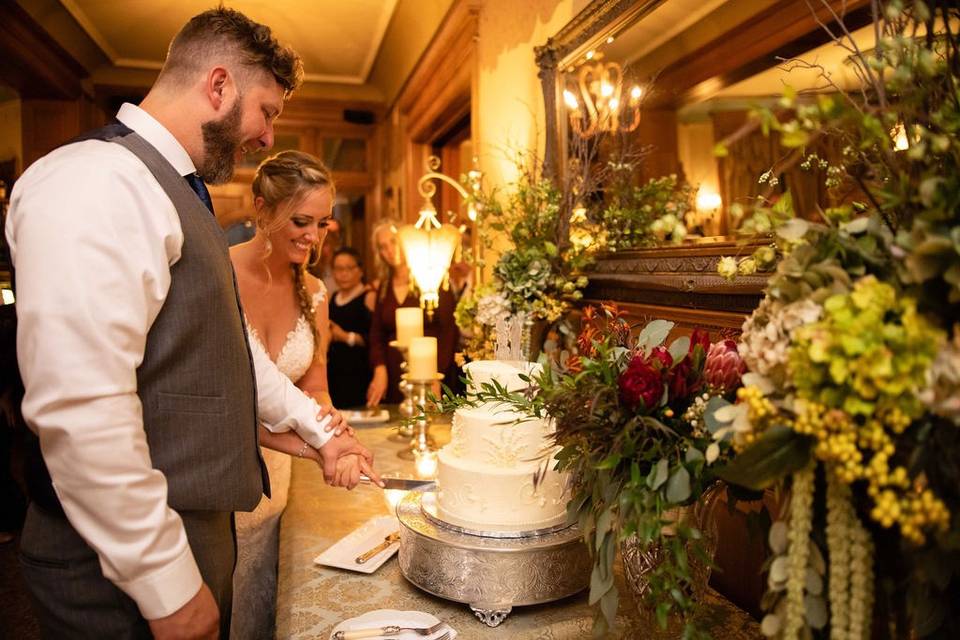 Bride by the stairs