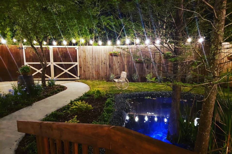 Night garden lights & spring