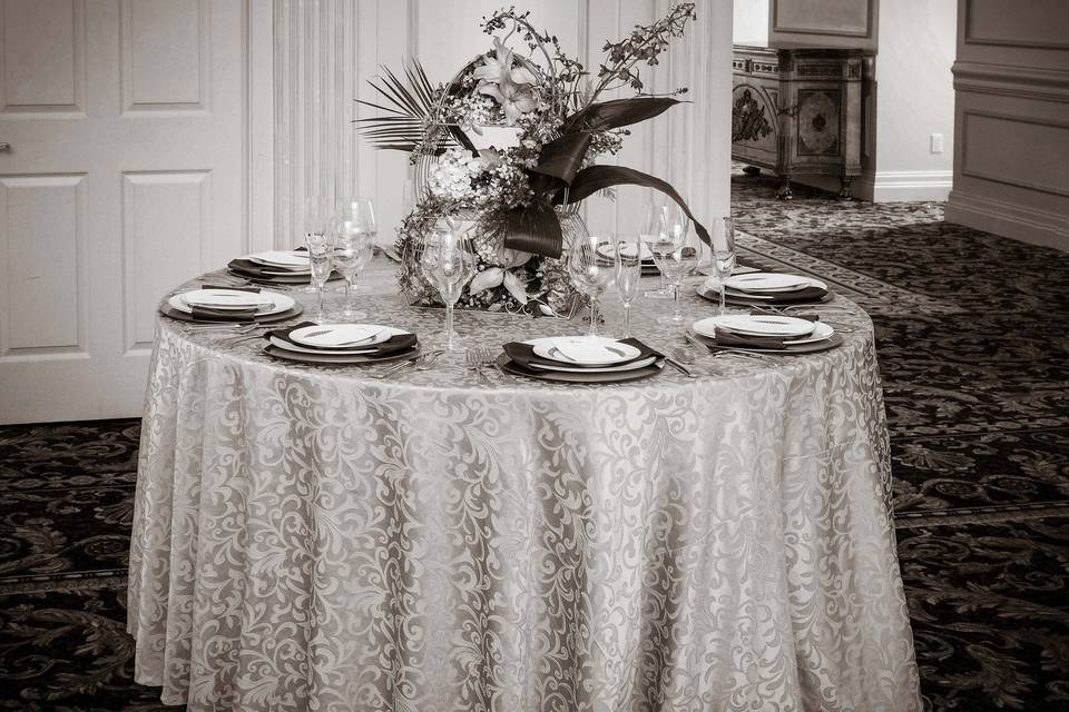 Table setup with centerpiece