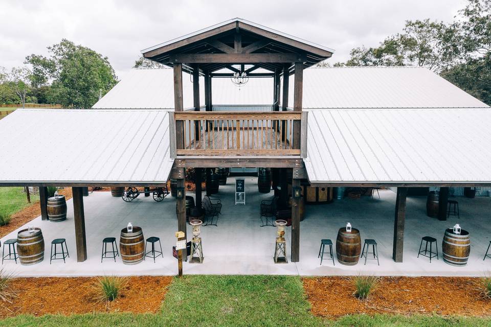 Aerial view of the Blue Barn