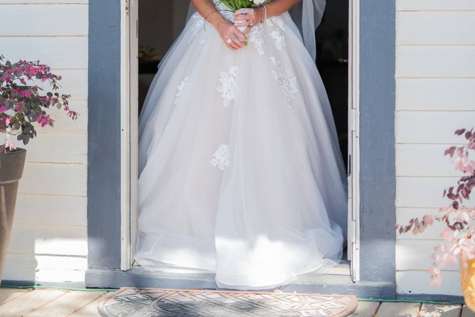 Bride in Courtyard -Anne Liles