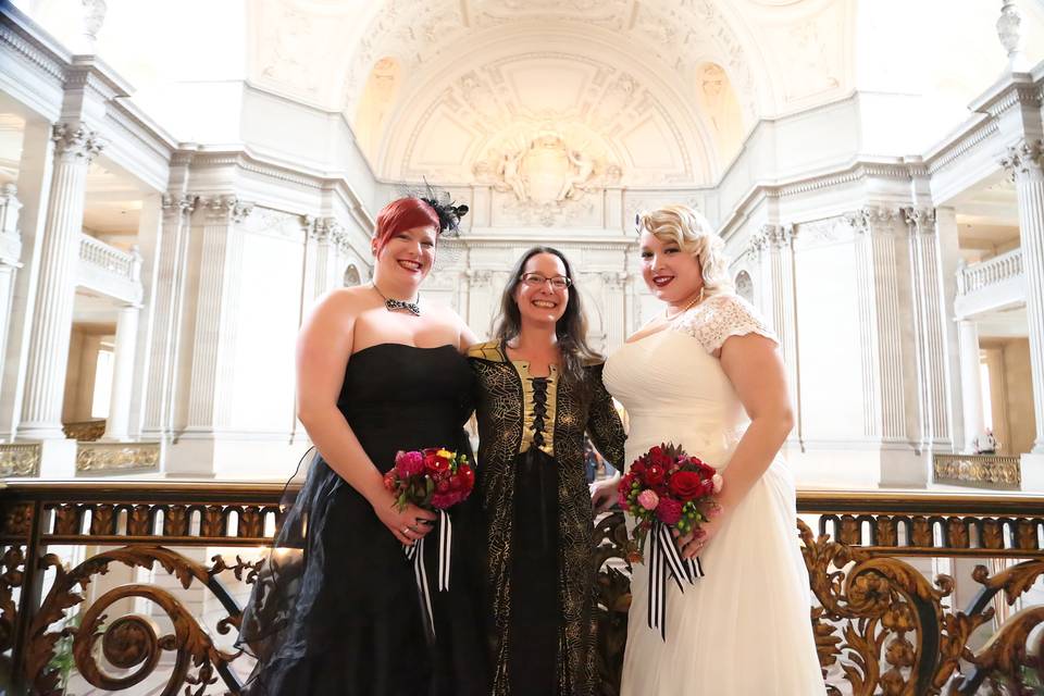 Brides and the officiant