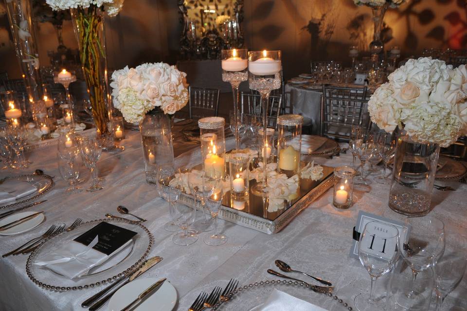 Table setup with candle centerpiece