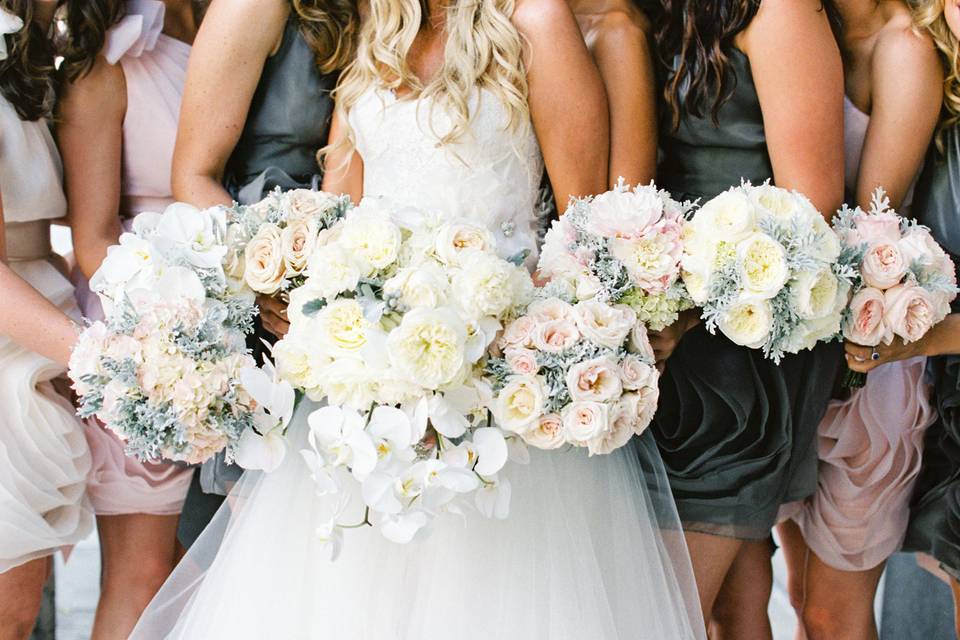 The bride with her bridesmaids