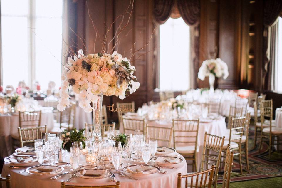 Table setup with candle centerpiece