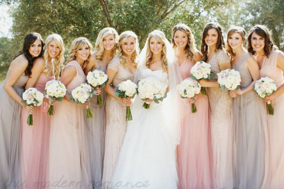 The bride with her bridesmaids