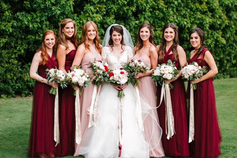 The bride with her bridesmaids