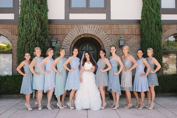 Bride with bridesmaids