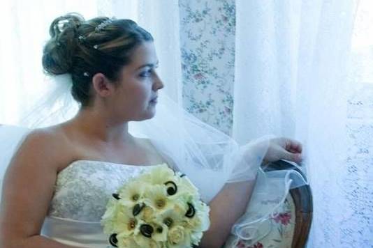 The bride holding her bouquet