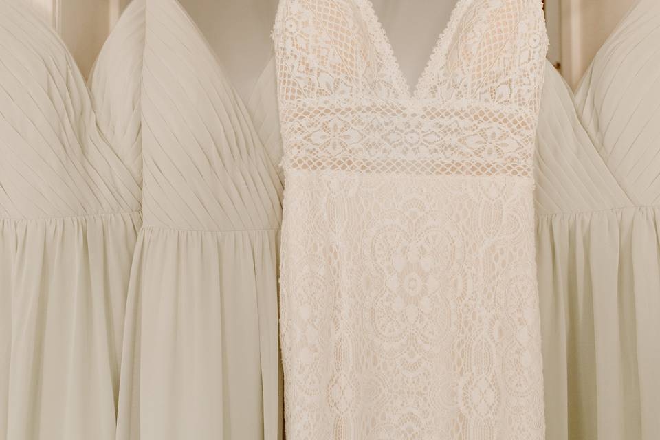 Bride and bridesmaids dresses