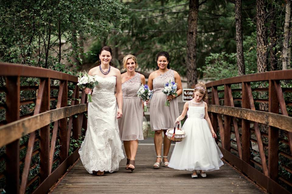 Bridal party on the bridge