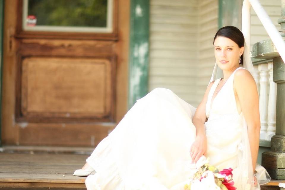 Bride on the porch