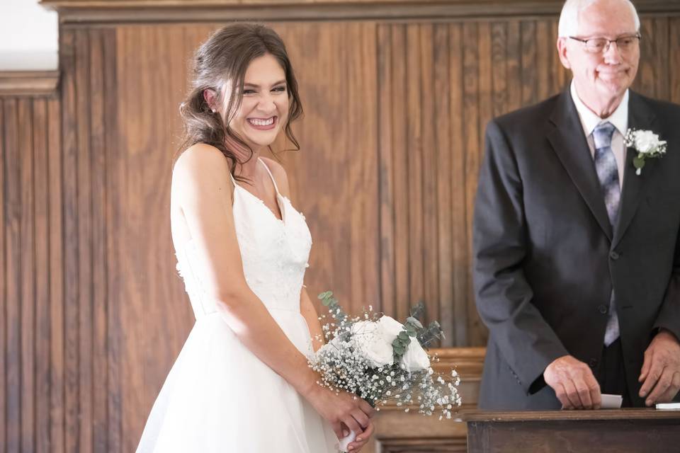 Bride looking at groom