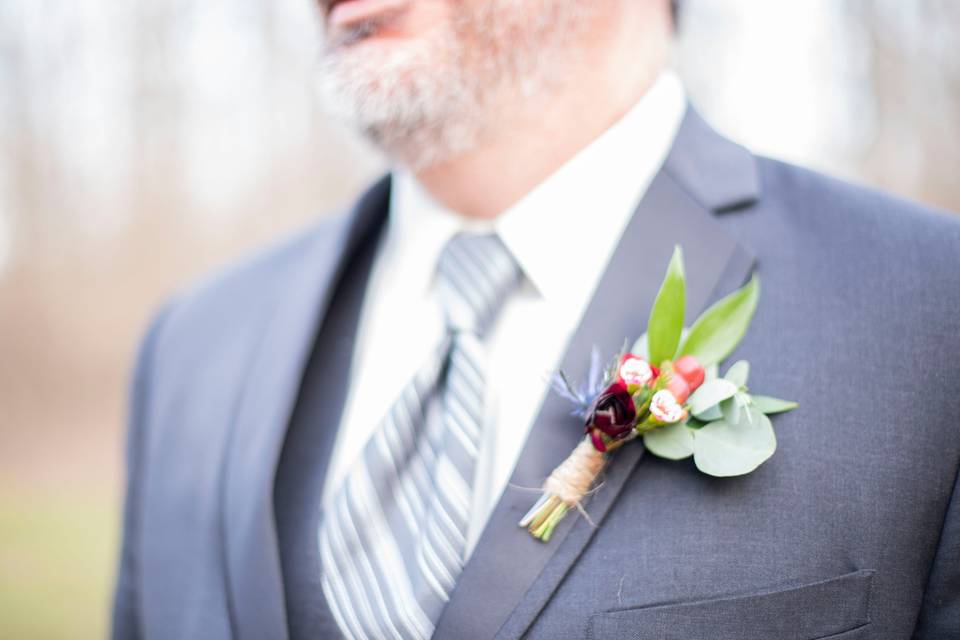 Groom and flower pin