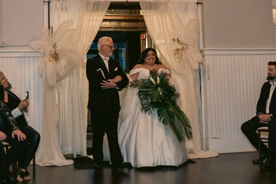 Father walk Bride in