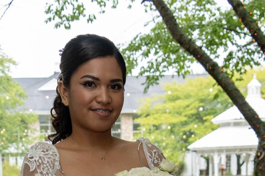 Bride poses for photo