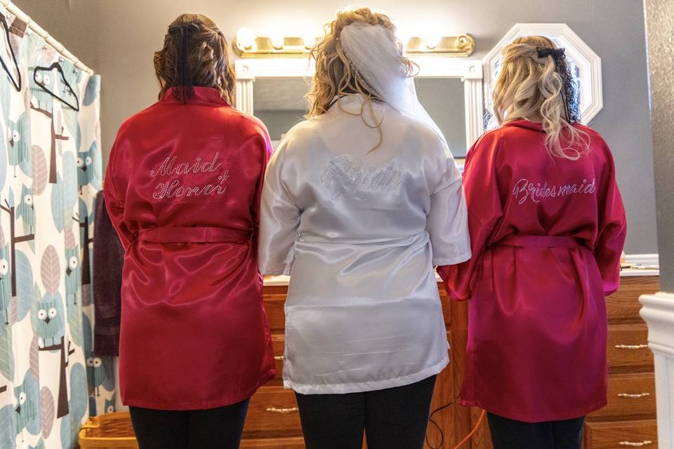 Bridal party in robes