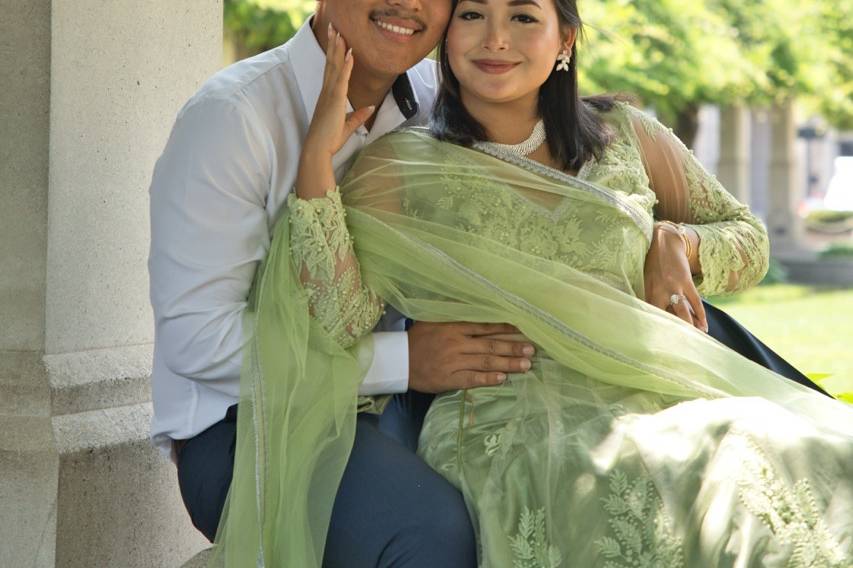 Couple pose for photo