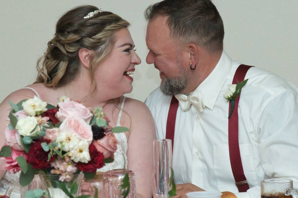Bride and Groom laughing