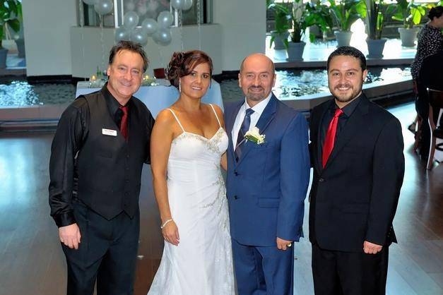 DJ Buddy & DJ Adonis of Let's Party! DJs & Entertainment with one of our Happy Couples at Pavilion Grille Boca Raton.