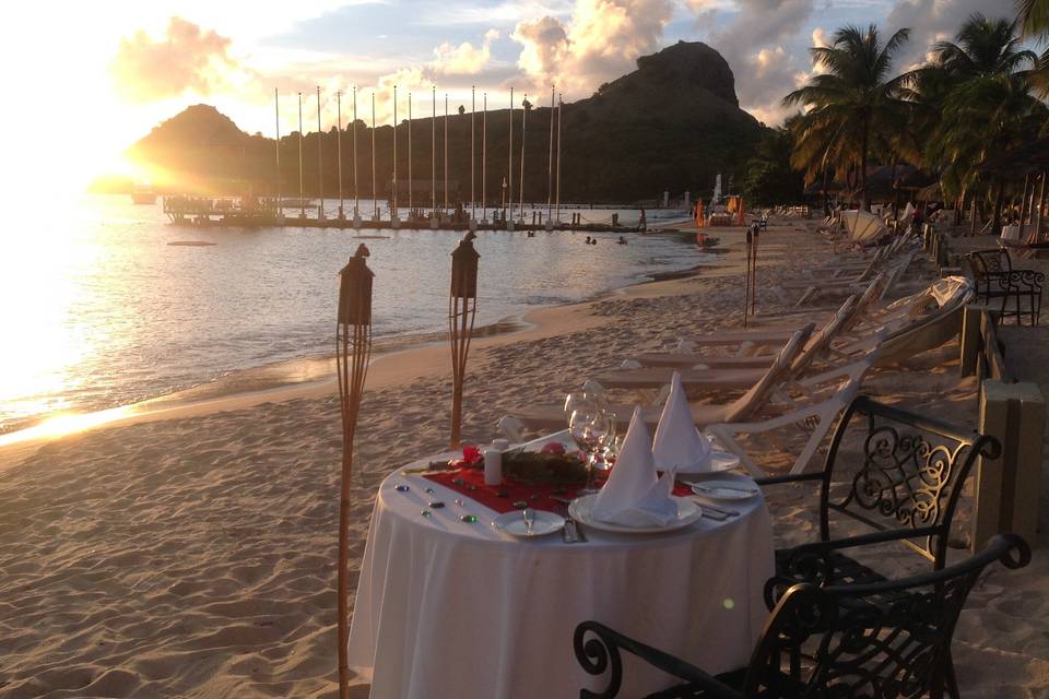 St Lucia sunset dinner